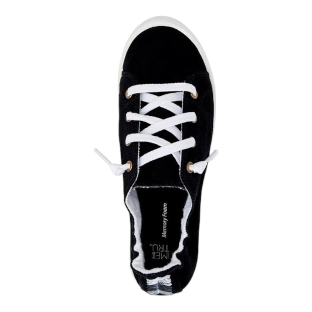 4 MEDIUM WIDTH BLACK Time and Tru Women's Scrunch Back Slip-On Sneaker SZ 8.5 - Picture 3 of 4